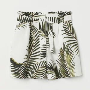H&M linen blend coastal paper bag short